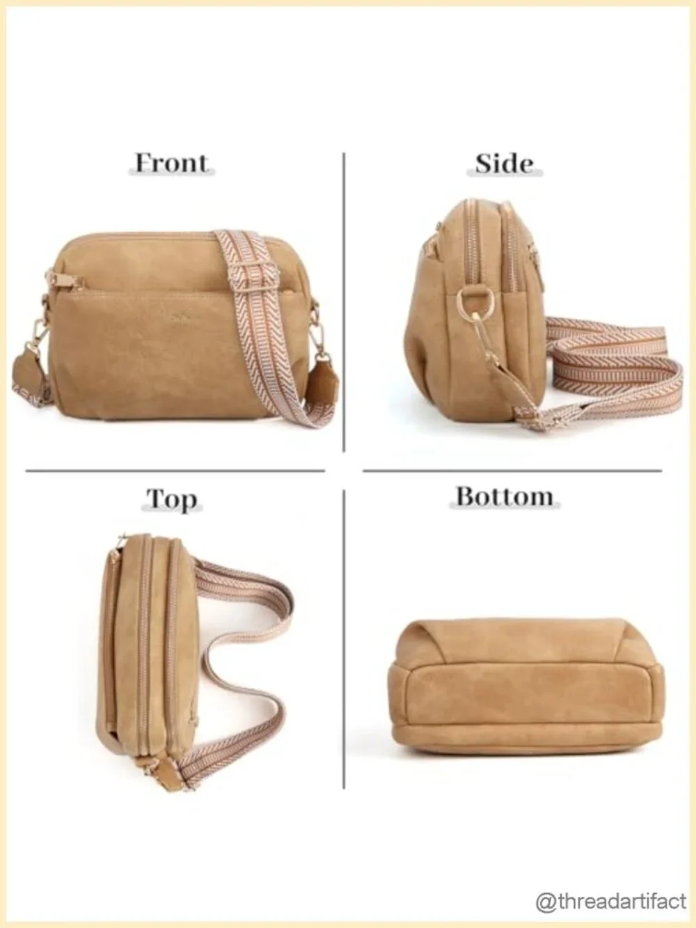 Vegan Leather Crossbody Bag Anti Theft RFID Blocking Multi Pockets Wide